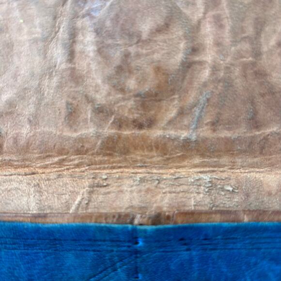 Vintage Handcrafted Leather Wallet – Blue Tooled Leather With Woven Accents - Picture 10 of 12